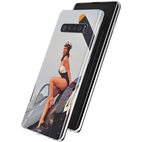 1940s Navy Pin-Up Girl On Corsair Fighter Plane Galaxy S10 Skin