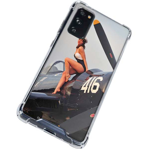 1940s Navy Pin-Up Girl On Corsair Fighter Plane Galaxy S20 FE Clear Case