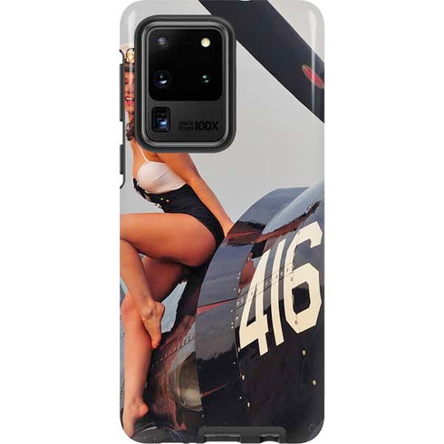1940s Navy Pin-Up Girl On Corsair Fighter Plane Galaxy S20 Ultra 5G Pro Case