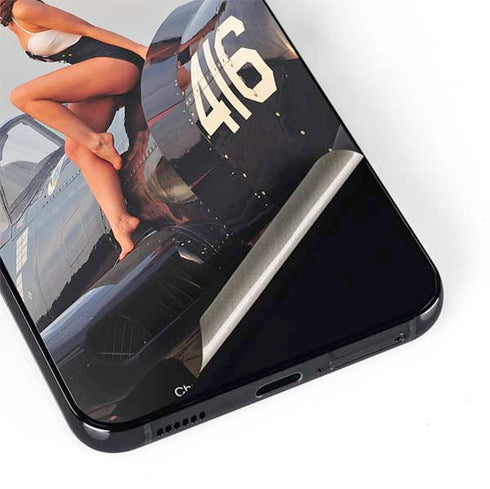 1940s Navy Pin-Up Girl On Corsair Fighter Plane Galaxy S22 Plus Skin