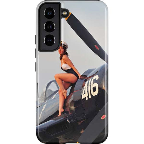 1940s Navy Pin-Up Girl On Corsair Fighter Plane Galaxy S22 Pro Case