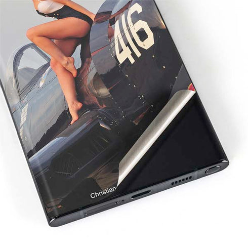 1940s Navy Pin-Up Girl On Corsair Fighter Plane Galaxy S22 Ultra Skin