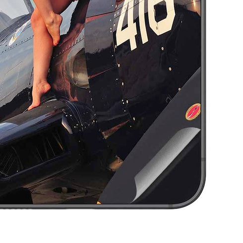 1940s Navy Pin-Up Girl On Corsair Fighter Plane Galaxy S23 FE Skin