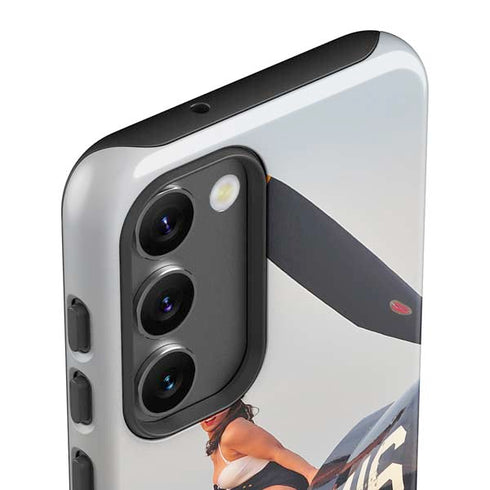 1940s Navy Pin-Up Girl On Corsair Fighter Plane Galaxy S23 Plus Pro Case