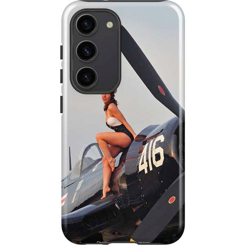 1940s Navy Pin-Up Girl On Corsair Fighter Plane Galaxy S23 Pro Case