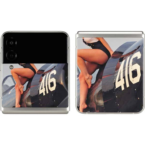 1940s Navy Pin-Up Girl On Corsair Fighter Plane Galaxy Z Flip3 5G Skin