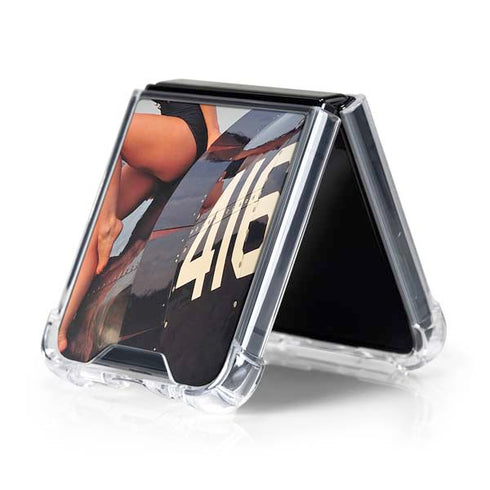 1940s Navy Pin-Up Girl On Corsair Fighter Plane Galaxy Z Flip5 5G Clear Case