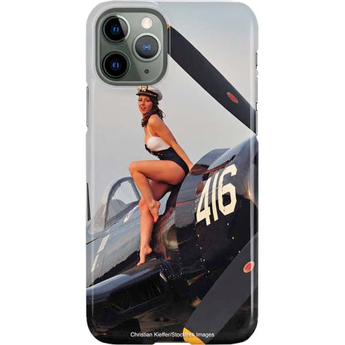 1940s Navy Pin-Up Girl On Corsair Fighter Plane iPhone 11 Pro Lite Case