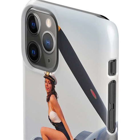1940s Navy Pin-Up Girl On Corsair Fighter Plane iPhone 11 Pro Lite Case