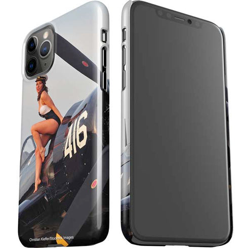 1940s Navy Pin-Up Girl On Corsair Fighter Plane iPhone 11 Pro Lite Case