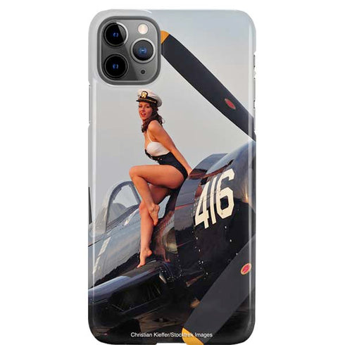 1940s Navy Pin-Up Girl On Corsair Fighter Plane iPhone 11 Pro Max Lite Case