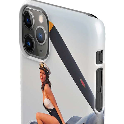 1940s Navy Pin-Up Girl On Corsair Fighter Plane iPhone 11 Pro Max Lite Case