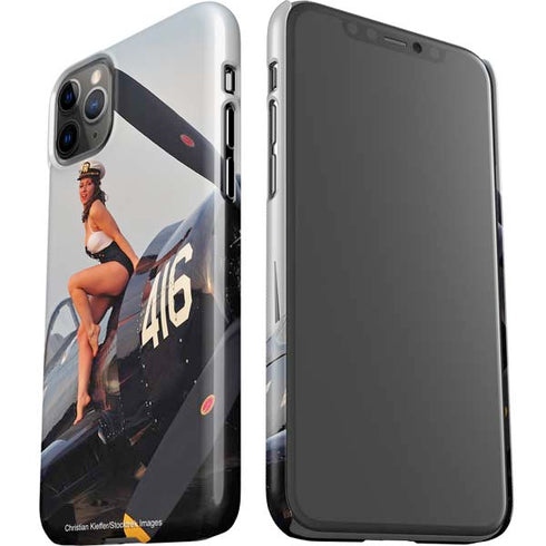 1940s Navy Pin-Up Girl On Corsair Fighter Plane iPhone 11 Pro Max Lite Case