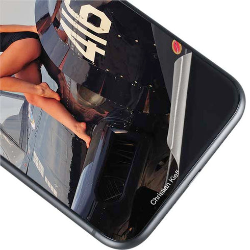1940s Navy Pin-Up Girl On Corsair Fighter Plane iPhone 11 Skin