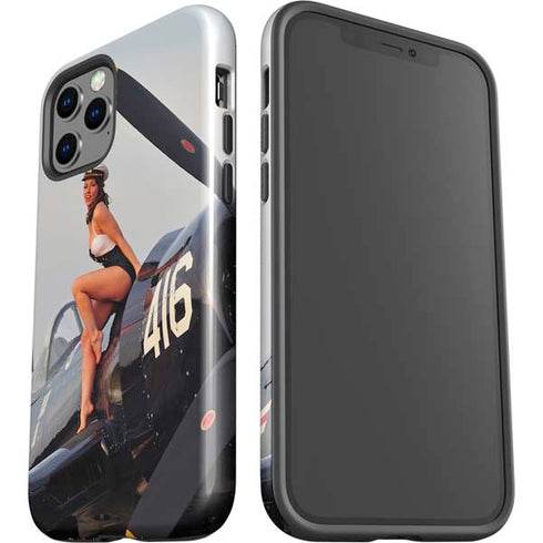 1940s Navy Pin-Up Girl On Corsair Fighter Plane iPhone 12 Pro Impact Case