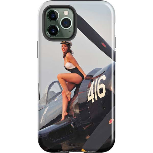 1940s Navy Pin-Up Girl On Corsair Fighter Plane iPhone 12 Pro Max Impact Case