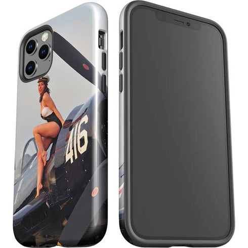 1940s Navy Pin-Up Girl On Corsair Fighter Plane iPhone 12 Pro Max Impact Case