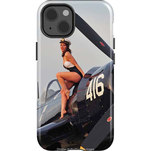 1940s Navy Pin-Up Girl On Corsair Fighter Plane iPhone 13 Impact Case