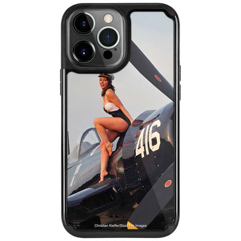 1940s Navy Pin-Up Girl On Corsair Fighter Plane iPhone 13 Pro Cargo Case