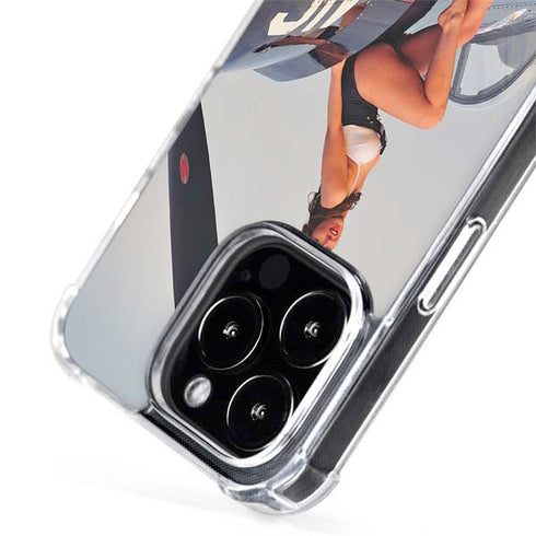 1940s Navy Pin-Up Girl On Corsair Fighter Plane iPhone 15 Pro MagSafe Case