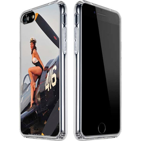 1940s Navy Pin-Up Girl On Corsair Fighter Plane iPhone SE (2nd & 3rd Gen) Clear Case