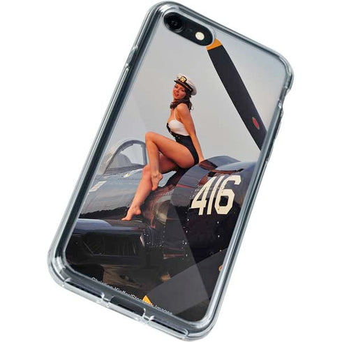 1940s Navy Pin-Up Girl On Corsair Fighter Plane iPhone SE (2nd & 3rd Gen) Clear Case