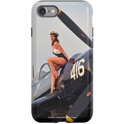 1940s Navy Pin-Up Girl On Corsair Fighter Plane iPhone SE (2nd & 3rd Gen) Pro Case