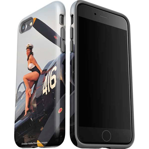 1940s Navy Pin-Up Girl On Corsair Fighter Plane iPhone SE (2nd & 3rd Gen) Pro Case