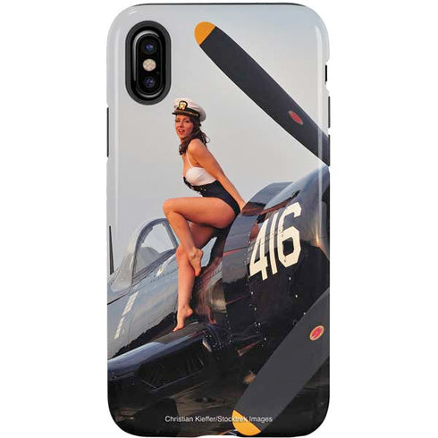 1940s Navy Pin-Up Girl On Corsair Fighter Plane iPhone X Pro Case