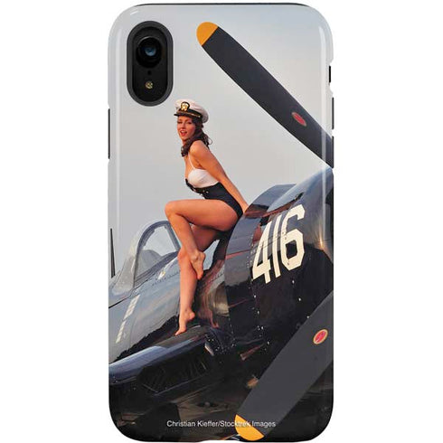 1940s Navy Pin-Up Girl On Corsair Fighter Plane iPhone XR Pro Case