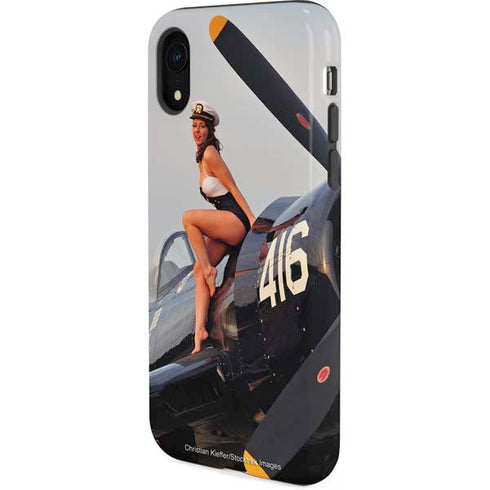1940s Navy Pin-Up Girl On Corsair Fighter Plane iPhone XR Pro Case