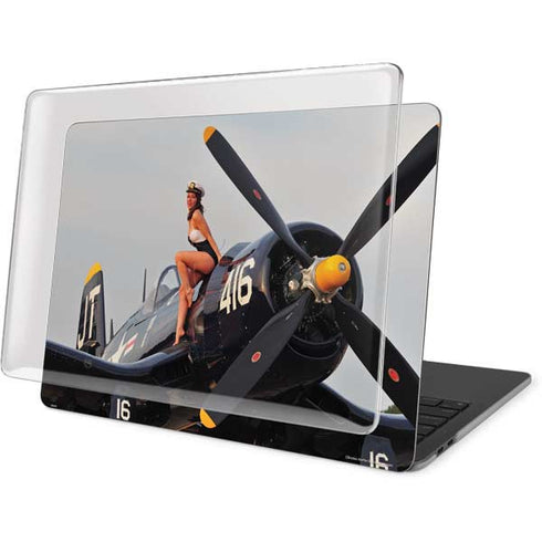 1940s Navy Pin-Up Girl On Corsair Fighter Plane MacBook Pro 13in (2020) Case plus Skin