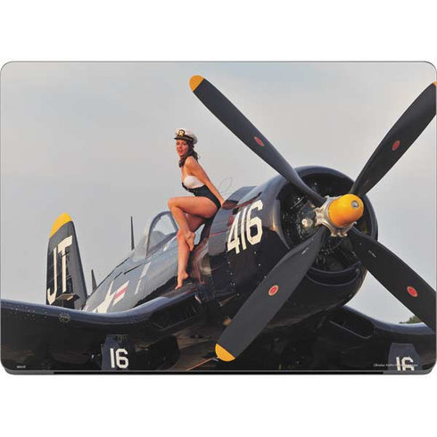 1940s Navy Pin-Up Girl On Corsair Fighter Plane MacBook Pro 14in (2021-24) Skin