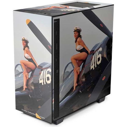 1940s Navy Pin-Up Girl On Corsair Fighter Plane NZXT H510 Compact ATX Mid-Tower Case Skin