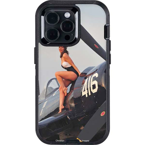 1940s Navy Pin-Up Girl On Corsair Fighter Plane Otterbox Defender iPhone Skin