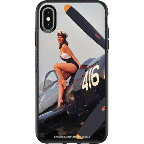 1940s Navy Pin-Up Girl On Corsair Fighter Plane Otterbox Symmetry iPhone Skin