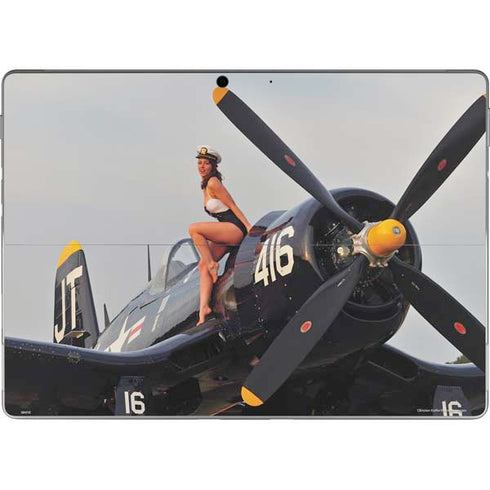 1940s Navy Pin-Up Girl On Corsair Fighter Plane Surface Pro 8 Skin