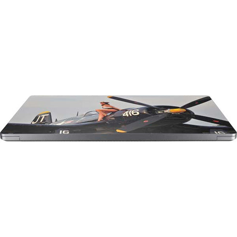 1940s Navy Pin-Up Girl On Corsair Fighter Plane Universal Laptop 11in (8.8 x 6.2in) Skin