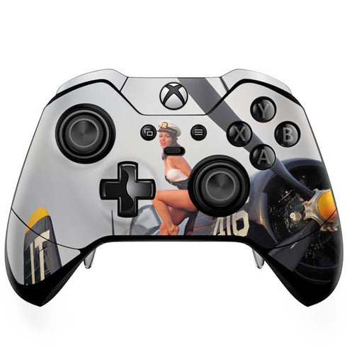 1940s Navy Pin-Up Girl On Corsair Fighter Plane Xbox One Elite Controller Skin