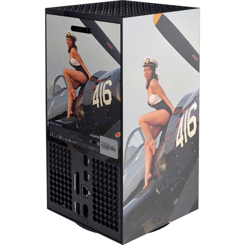 1940s Navy Pin-Up Girl On Corsair Fighter Plane Xbox Series X Console Skin