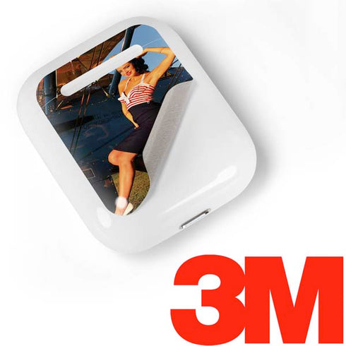 1940s Pin-Up On Stearman Biplane Apple AirPods Skin