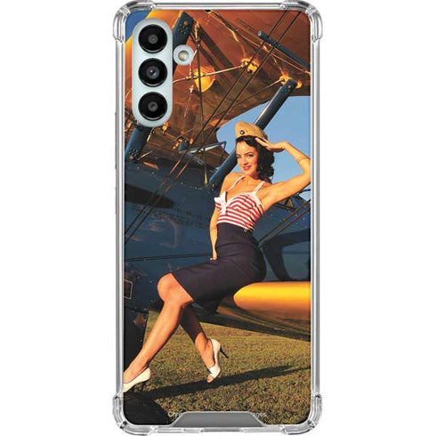 1940s Pin-Up On Stearman Biplane Galaxy A13 5G Clear Case