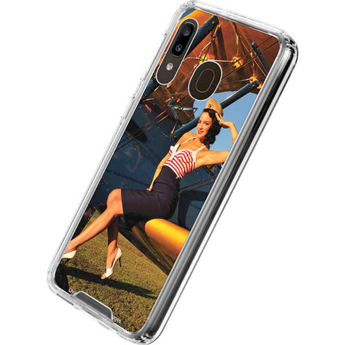 1940s Pin-Up On Stearman Biplane Galaxy A30 Clear Case