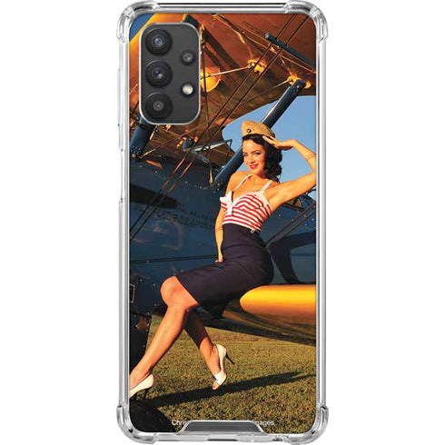 1940s Pin-Up On Stearman Biplane Galaxy A32 5G Clear Case