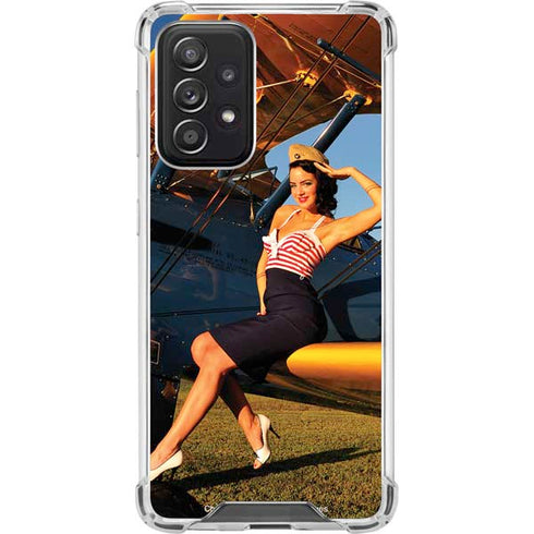 1940s Pin-Up On Stearman Biplane Galaxy A52 5G Clear Case