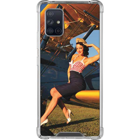 1940s Pin-Up On Stearman Biplane Galaxy A71 5G Clear Case