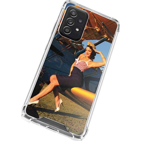 1940s Pin-Up On Stearman Biplane Galaxy A72 5G Clear Case