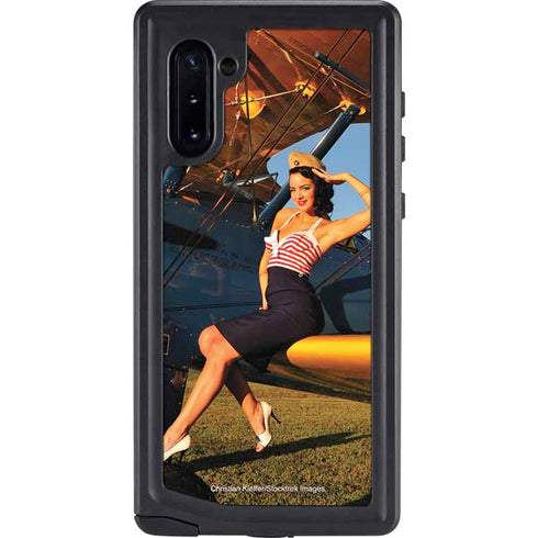 1940s Pin-Up On Stearman Biplane Galaxy Note 10 Waterproof Case