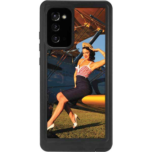 1940s Pin-Up On Stearman Biplane Galaxy Note20 5G Waterproof Case