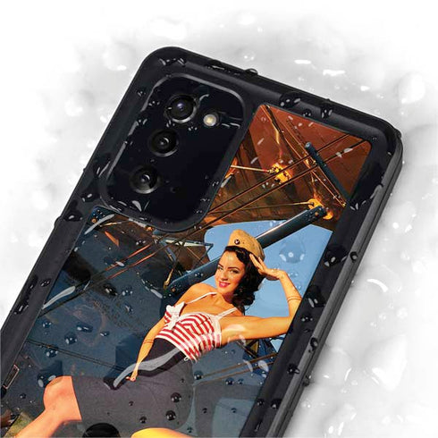 1940s Pin-Up On Stearman Biplane Galaxy Note20 5G Waterproof Case